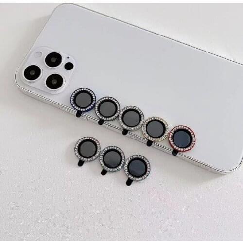 1PCS Camera Lens Tempered Glass For iPhone 12 Pro Max 12 Mini Diamond Metal Case Colorful Shiny Protector