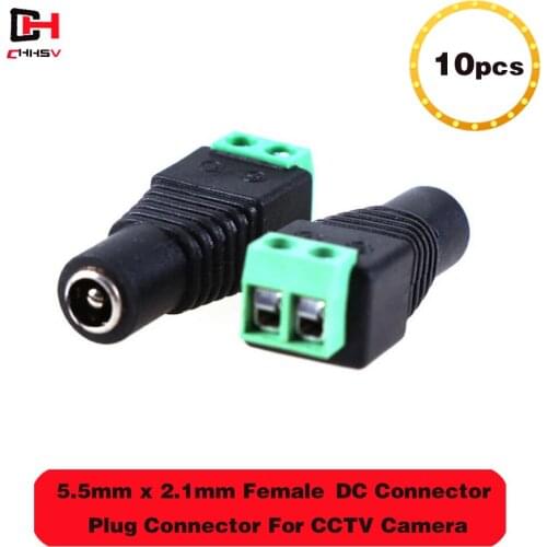 10Pcs 2.1 x 5.5mm DC Power Female Plug Jack Adapter Connector Plug for CCTV DVR LED Strip Light