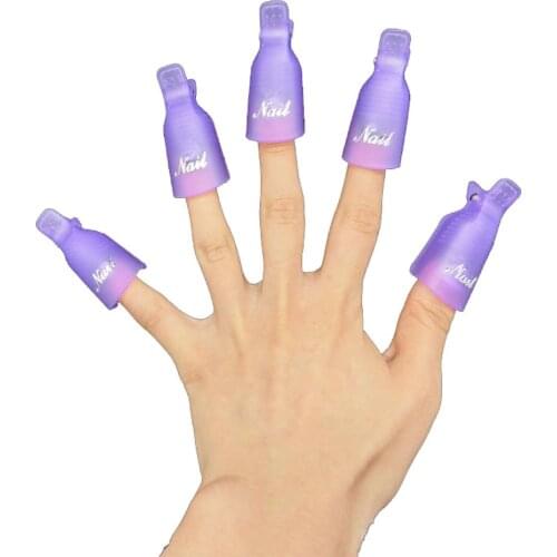10pcs/set Nail Soak Off Cap Clip Plastic 3 Color (White/Purple/Pink) Soak-Off Cap Clip Removing Nail UV Gel Polish Tool Cap Clip