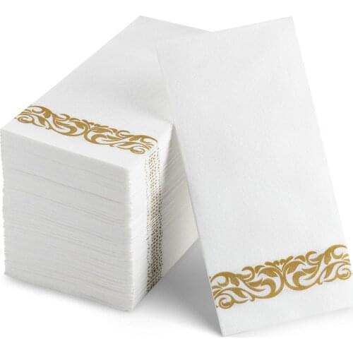 100 Disposable Guest Towels Soft and Absorbent Linen-Feel Paper Hand Towels Durable Decorative Bathroom Hand Napkins Good for Ki