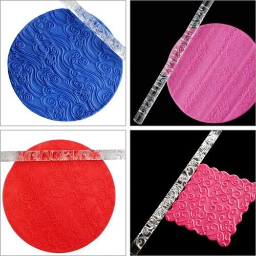 21 Styles Hot Sell Designed Acrylic Decoration Rolling Pin Pastry Roller Baking Tools Embossing