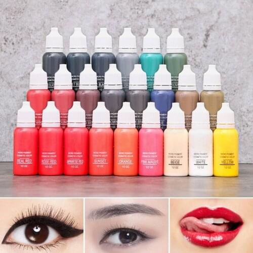 Hot 23 Color Semi Permanent Makeup Eyebrow Inks Lips Eye Line Tattoo Color Pigment Eyebrow Tattoo Color Inks Liquid Paint
