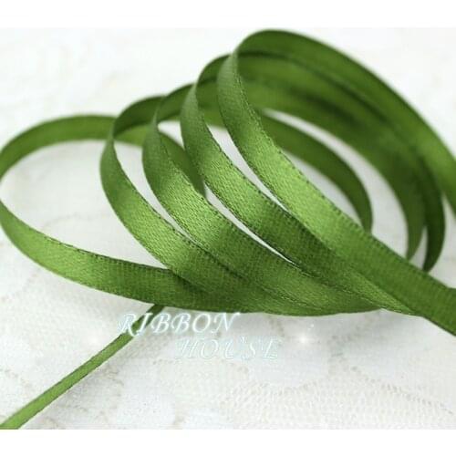 25 yards/roll ) 1/4" (6mm) Olive Green Single Face Satin Ribbon Webbing Decoration Gift Christmas Ribbons Wholesale