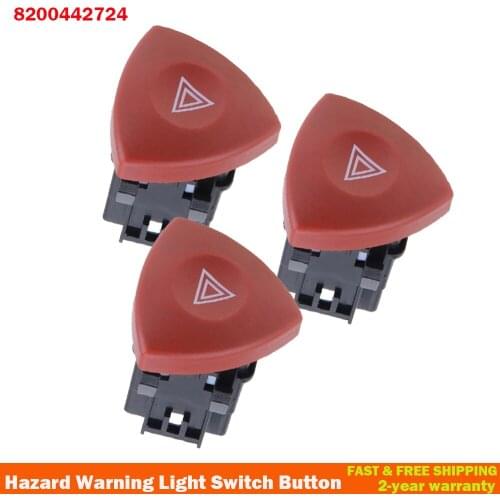 3Pcs 93856337 8200442724 HAZARD WARNING FLASHER LAMP SWITCH Button For Renault Laguna Master Trafic Espace Vel Satis OPEL Vivaro