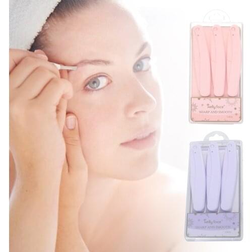 3Pcs Eyebrow Epilator Folding Eyebrow Trimmer Safety Scraping Eyebrow Razor Beauty Dermaplaning Tool Eyebrow Scissors
