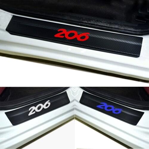 Door Threshold For Peugeot 206 Car Door Plate Stickers Carbon Fiber Look Car Sticker Sill Scuff Cover Anti Scratch Decal 4Pcs