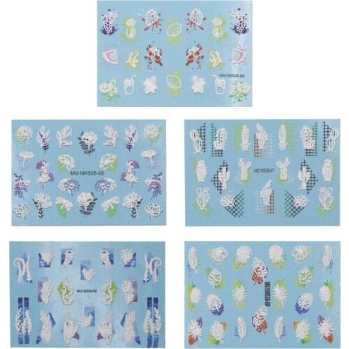 5D Acrylic Engraved Nail Art Sticker Template Decals DIY Nail Decoration