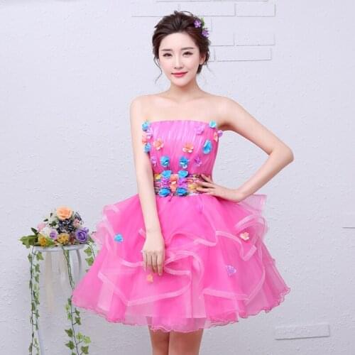 Free ship pink ruffled tutu off shoulder lovely sleeve short lolita dress/stage performance/studio/can customs size