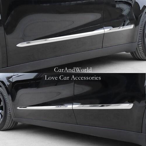 For Tesla Model Y 2019-2022 Auto Door Body Guard Trims Strips Stainless Decorative Cover Modification Car Exterior Accessories