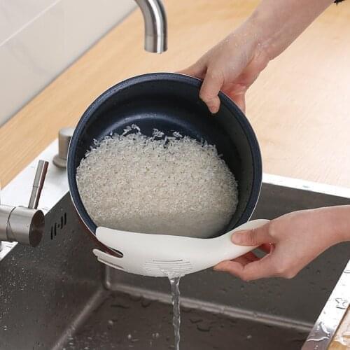 Food Grade Plastic Rice Beans Peas Washing Filter Strainer Green Kitchen Basket Sieve Drainer Cleaning Gadget