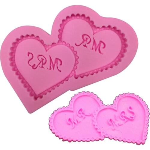 Heart-shaped MR MRS Shape 3D fondant cake silicone mold kitchen chocolate pastry candy making cupcake decoration tools F0306
