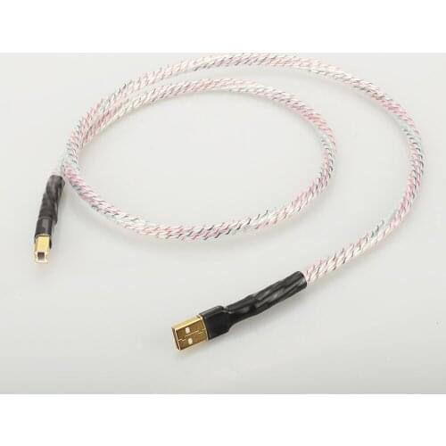 Hifi quality pair Silver Plated + shield USB Cable Type A to Type B Hifi Data Cable For DAC
