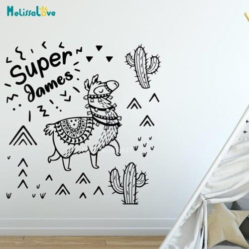 Custom Super Name Alpaca Llama Camel Nursery Decals Baby Room Sticker Removable Vinyl Wall Stickers BA464