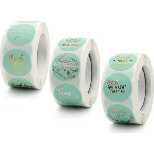 3 Types Green Thank You Stickers 25mm Business Stickers Handmade Gift Box Packing Decorations Envelope Seal Labels