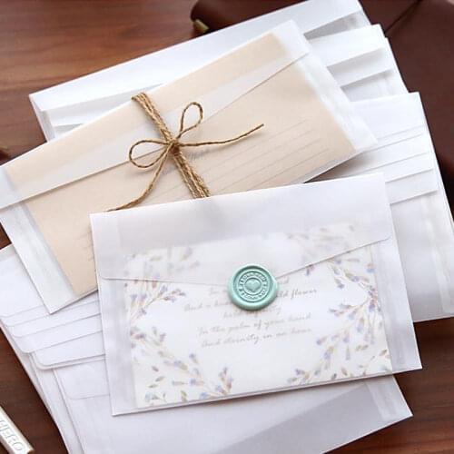 20pcs/lot Custom Transparent Envelope Translucent Paper Envelopes Set Letter Vintage Wedding Invitation Envelopes