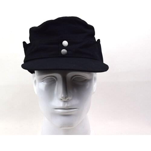 REPLICA WWII WW2 WH EM M43 SUMMER PANZER FIELD COTTON CAP HAT BLACK Military War Reenactments