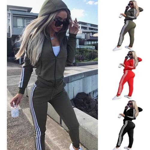 2 Piece Set Suit Women Casual Tracksuit Pullover Trousers Green Sports Top+Pants Suit Clothes Full Breathable Fall lover Clothes