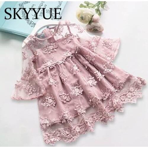 Lace Princess Dress Baby Girl Costume 2019 New Spring O-neck Children Party Wedding Dresses for Girls Cotton A-Line Kid Clothes