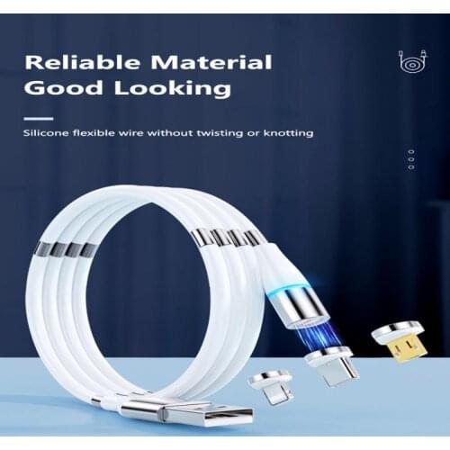 2020 0.9/1.8m Three-In-One Magnetic Ring Magnetic Absorption Nano Cable TPE 3A Fast Charging Black And White Magnetic Data Cable