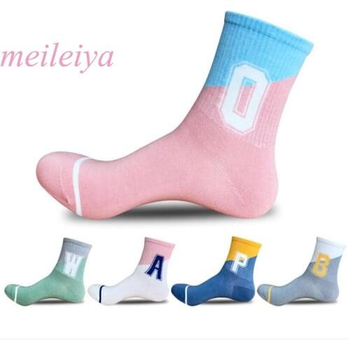 MEILEIYA 5 Pairs / Bag High Quality Cotton Socks Autumn And Winter New Products Womens Socks Letters In The Tube Womens Socks