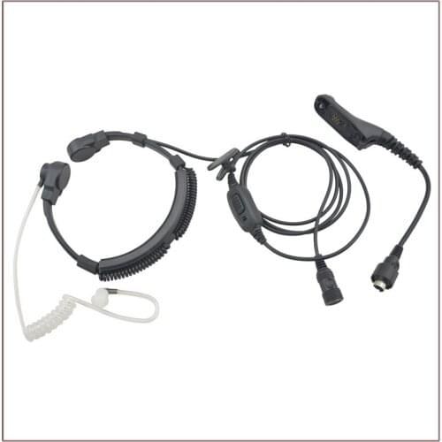 Medium-duty Throat Mic Air Acoustic with PTT and Mini Din Plug 44-M7 for Motorola APX7000 XPR6300 DP4800 MTP6550 XIR P8200