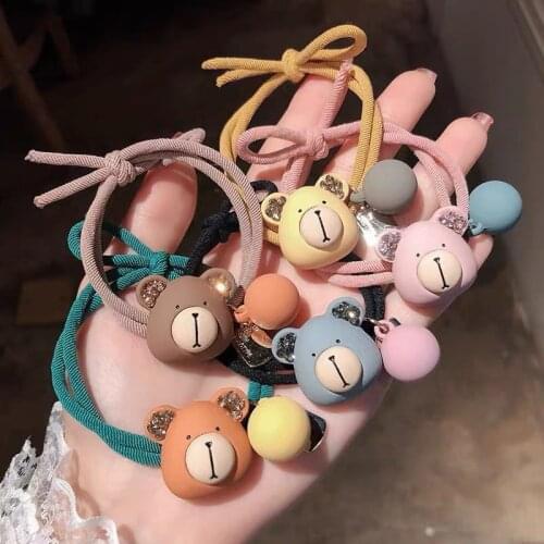 Cute Cartoon Bear Hair Rope Children Lovely Resin Animal Shape Hair Circle Girls Ponytail Holder Elastic Hair Band Headdress