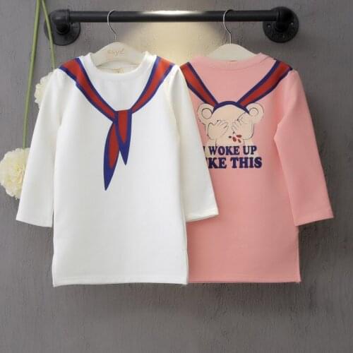 New 2017 Fashion Baby Girls Dress Spring Autumn Long Sleeve Kids Dresses Casual Cute cotton bear mini skirt Girls Clothes 2-7y