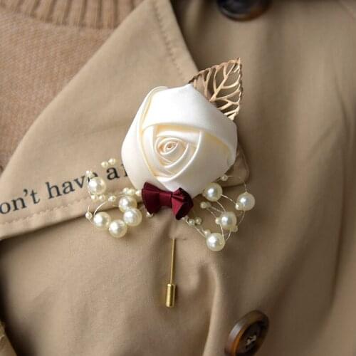 Fashion Satin Cloth Boutonniere Groom Bride Corsage Brooch Suit Flower Accessories Elegant Wedding Ceremony Prom Party Jewelry