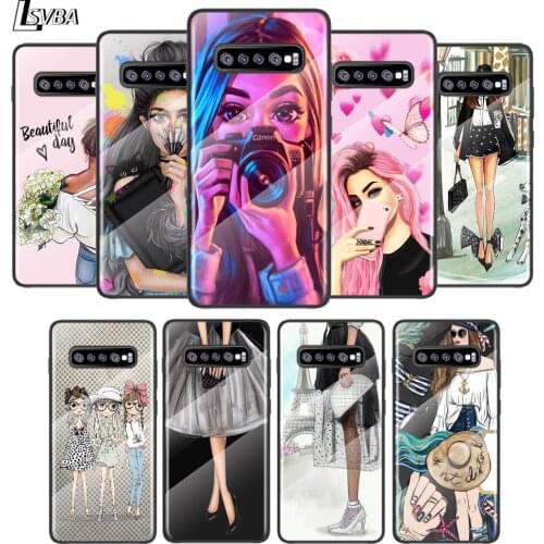 Fashion Female Girl For Samsung Galaxy S21 Ultra Plus 5G M51 M31 M21 Tempered Glass Cover Shell Luxury Phone Case