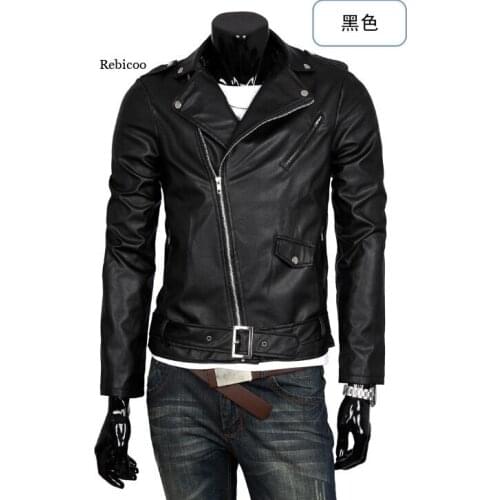 Spring and Autumn Winter Mens Leather Jacket Slim Pu Washed Leather Coat Male Locomotive