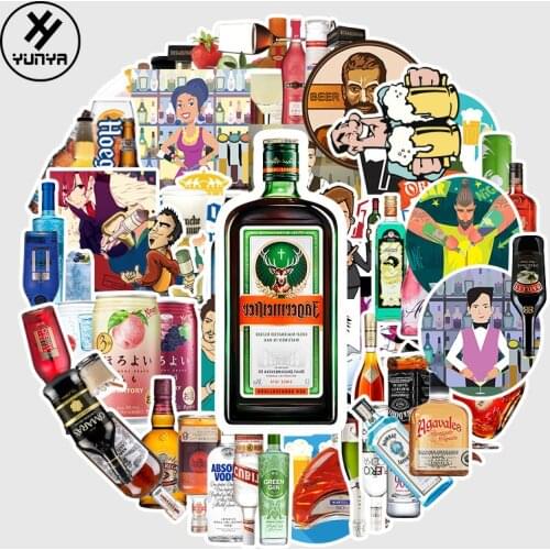67pcs Non-Repeating Jaegermeister Stickers Aesthetic Bottle Bodega Bar Scrapbooking Luggage Laptop Stickers Barman Label Sticky