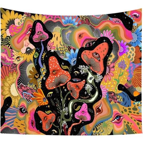 Wall Tapestry, Cartoon Mushroom Patterns Decorative Cloth Hanging Carpet Indoor Decorations for Bedroom