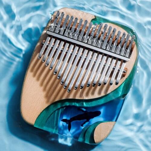 Blue Ocean Kalimba 17 Key Whale Thumb Piano Hand-made Flat Board Piano Birthday Gift High Quality Musical Instrument