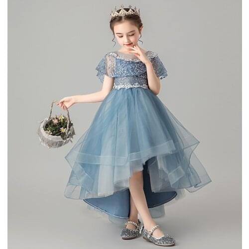 Tutu Girl Baby Baptism Clothes Dress For Girl Wedding Christening Gown Blue Lace Evening Ball Gown Kids Party Communion Vestidos