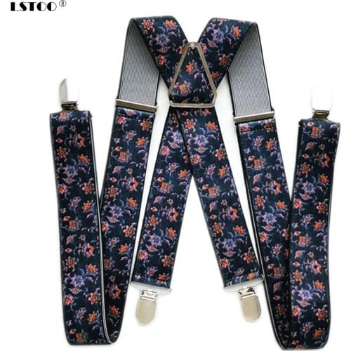 3.5CM Width Peony FLower Print Suspenders Men Boys X Back WomenBraces Skirt Pants Holder Match Shirt Adult Suspender