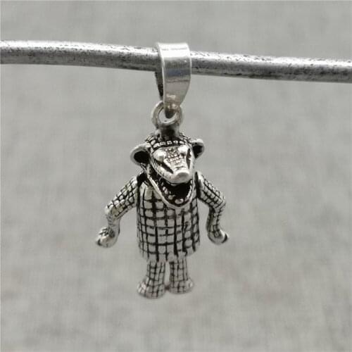 925 Sterling Silver Crocodile Charm Pendant 3D for Necklace