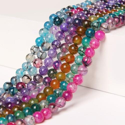 Polished Dragon Veins Agat 6/8/10 mm Natural Colorful Stone Beads Fire Agat Strand Bead For DIY Making Jewelry Bracelet Earrings