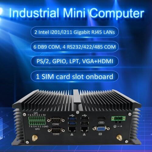 Eglobal new industrial pc Intel J1900 up to 2.42GHz DDR3L mini computers with PS/2 VGA HD dual LAN 6COMS desktop pc
