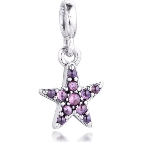 QANDOCCI Fits Pandora Bracelet (ME) My Pink Starfish Dangle Charm For Jewelry Making Silver 925 Original Bead