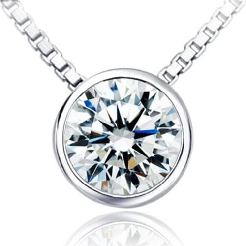 0.5 Carat Round Cut Diamond Wedding Pendant Necklace Solid Platinum 950 Chain Women Love Best Jewelry