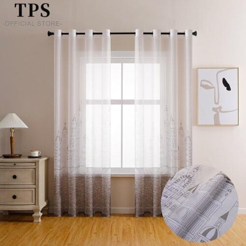 TPS Printed Castles Sheer Curtains for Living Room Bedroom Children Tulle Modern Voile Curtain Window Kitchen Window Treatment