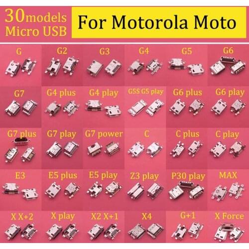 30models Micro USB Charging Connector Socket Port For Motorola Moto G G2 G3 G4 G5 G6 G7 G5S E5 C plus play power E3 Z3 P30 MAX