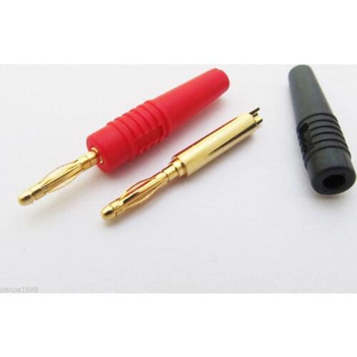 100pcs 2 Colors High Quality 2mm Mini Banana Plug Male Audio Connectors Gold Plated
