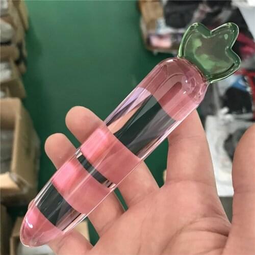 15.5*2.8cm Pink Radish Glass Crystal Dildo Anal Plug G Spot Anal Dilation Vaginal Massage Stimulate Sex Toys For Couples