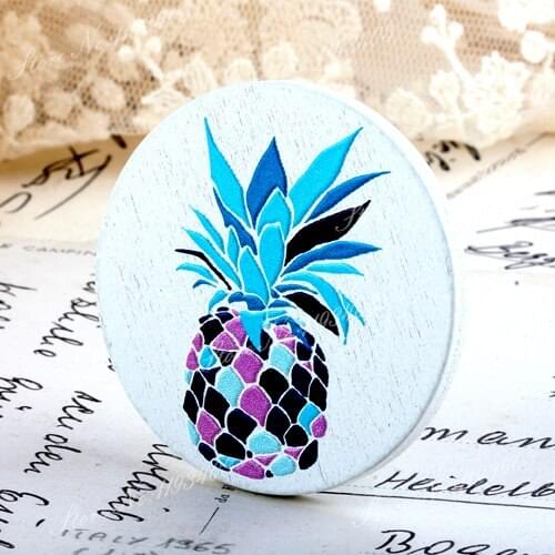 2Pcs 45mm Pineapple Unique 3D Embossed Big Round Handmade pattern Wood Cut Pendant make Necklaces, Bracelets,Brooch-(WI-15)