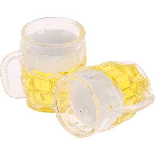 2Pcs Mini 1/12 Dollhouse Beer Cup Simulation Furniture Wine Glass Goblet for Doll House Decoration Accessories