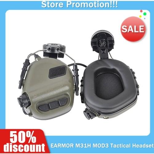 2021 EARMOR M31H MOD3 Tactical Military Headset with Noise Canceling Hearing Protection Softair Aviation for FAST MT Helmets