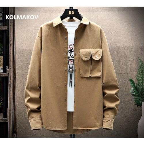 2021 spring autumn safari style Mens fashion Cotton Multiple pockets Shirts long Sleeve Casual Shirt,Mens Shirt Men size M-4XL