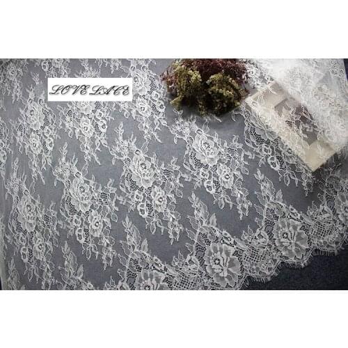 3 M/Lot Black White Exquisite Eyelash Lace Fabric 150CM Wedding Dress Sexy Lingerie DIY Clothes Accessory