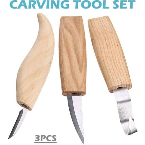 3Pcs Spoon Wood Carving Whittling Hook Knife Cutter Woodcarving Craft For Woodworking Making Hand Tools Set